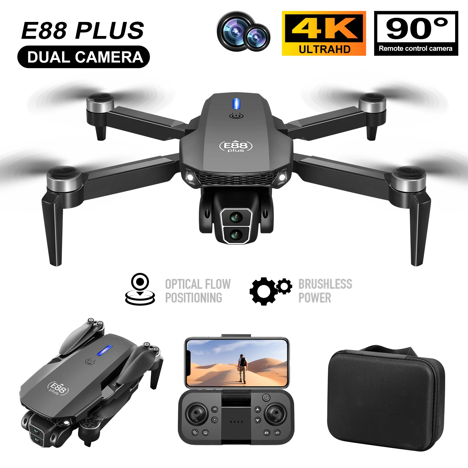 Rc Drone E88 - Nieuwe E88 Plus Quadcopter Drone: 90