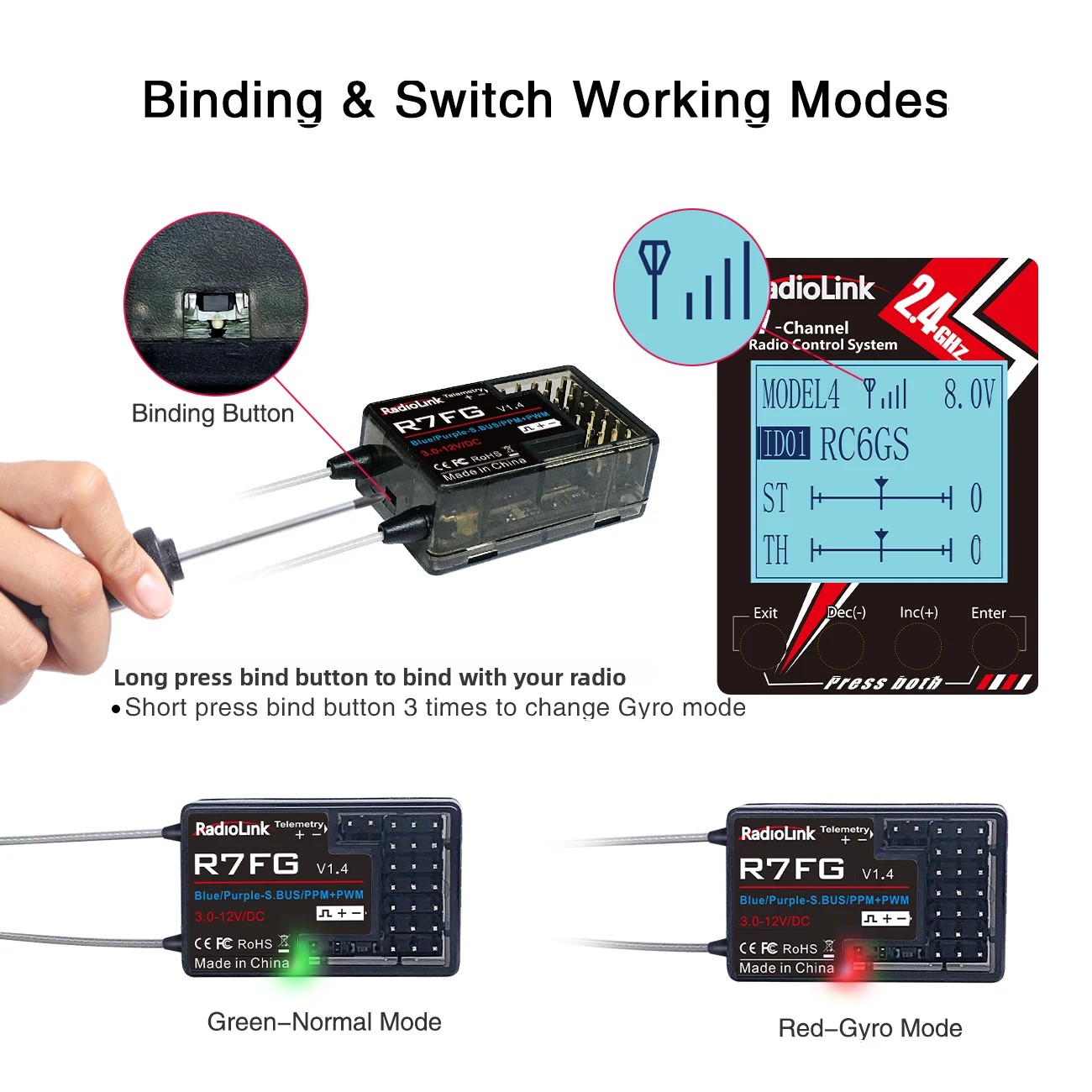 Telemetry Module Rc - Radiolink R7FG 7 Kanaals 2.4G Gyro