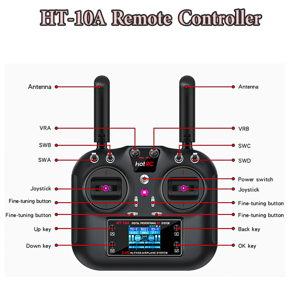 Hotrc HT-10A 2.4G 10CH zender  - Drone Helicopter Rc recensie en prijs